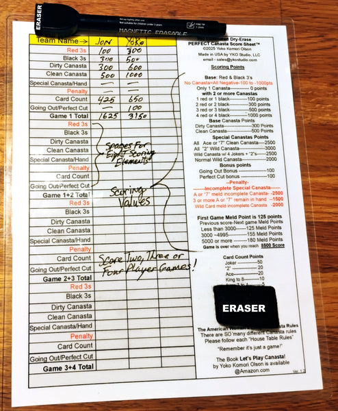 Dry-Erase Perfect Canasta Score Sheet