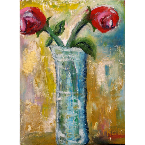 Two Red Roses with Vase