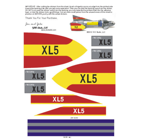 Museum Quality Fireball XL5 TV Style Sticker Sets for 20 Inch MPC Toy